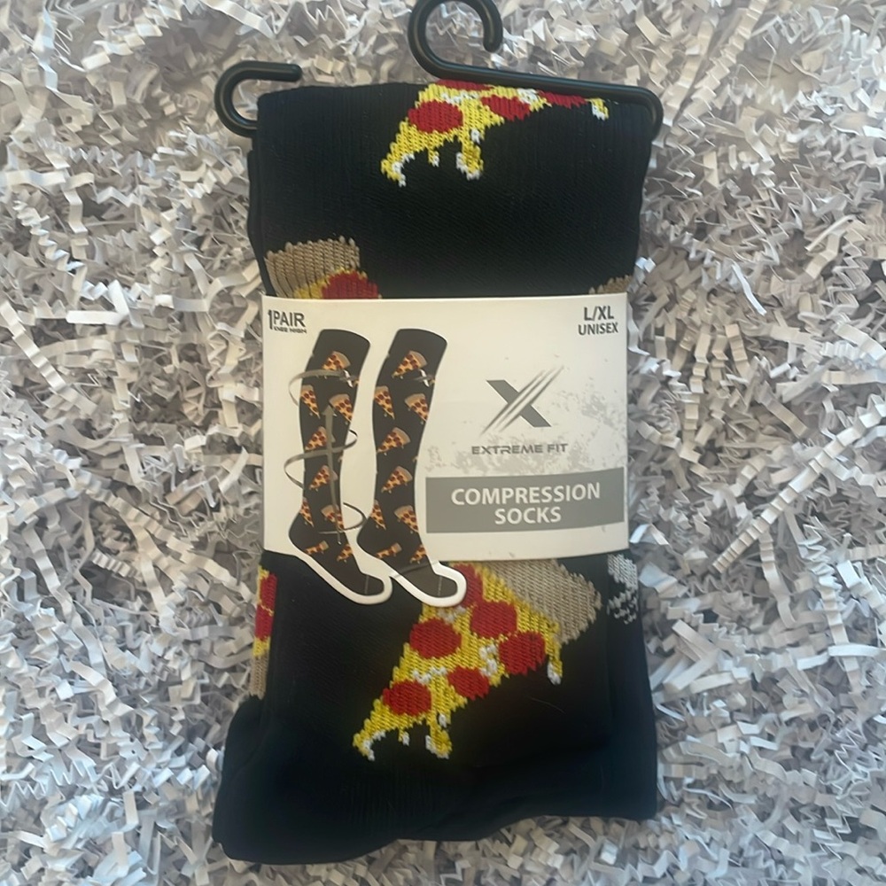 Pizza Slice Compression Socks New with Tag size L/XL 15-20mmHg compressio…
